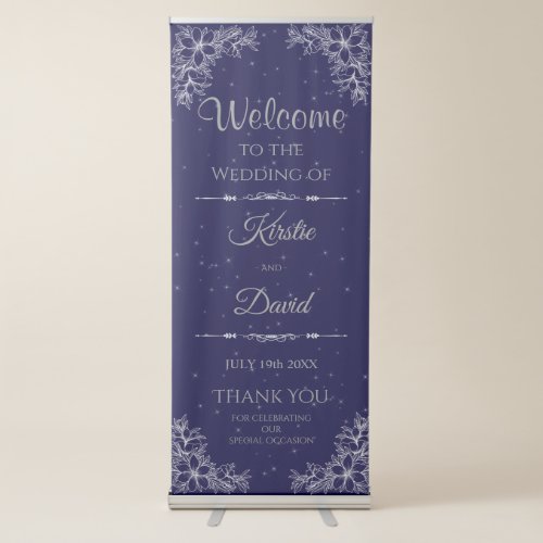 Silver Ornate Wedding Welcome Retractable Banner