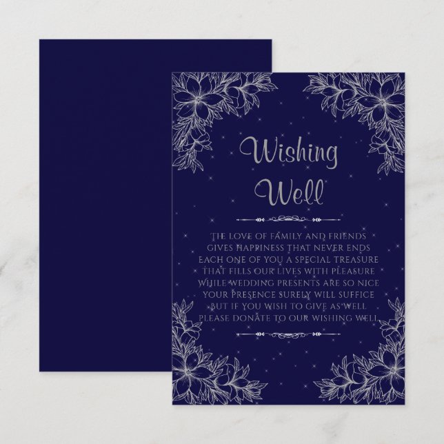 Silver Ornate Wedding Wishing Well Enclosure Card (Front/Back)