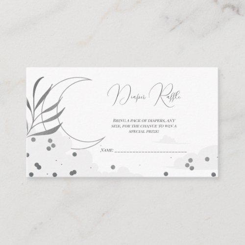 Silver Over the Moon Baby Shower Diaper Raffle Enclosure Card