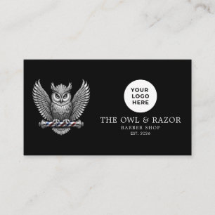 Silver Owl Professional Barber Shop Logo Qr Code Business Card
