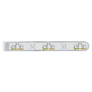 Silver Owls Design Monogrammed Finish Tie Bar