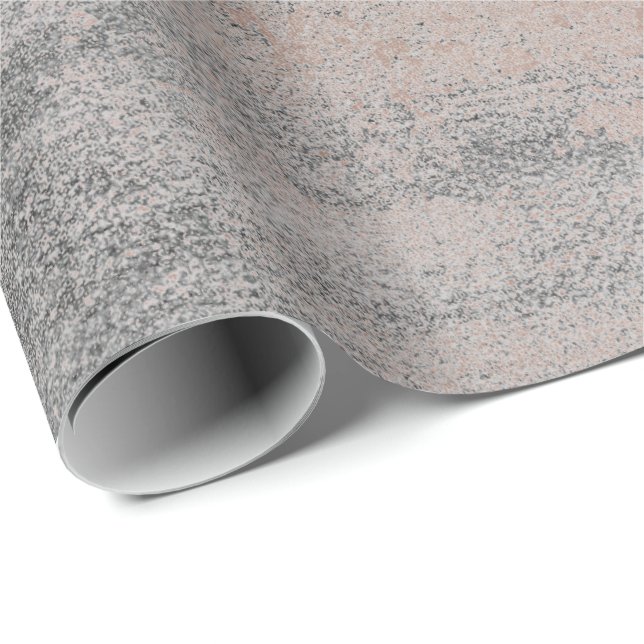 Silver Paint Industrial Cement Gray Rose Gold Wrapping Paper (Roll Corner)
