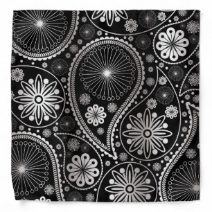 Silver paisley pattern bandana