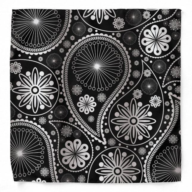 Silver paisley pattern bandana (Front)