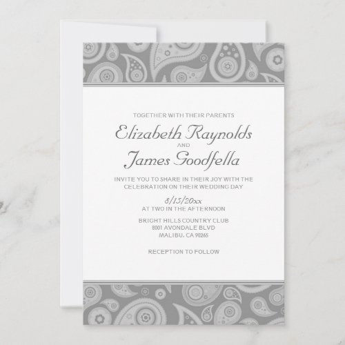 Silver Paisley Wedding Invitations