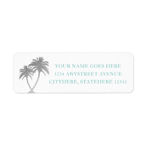 Silver Palm Tree Tropical Beachy Address Label