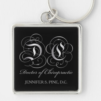 Silver Parchment Letters Doctor of Chiropractic Keychain