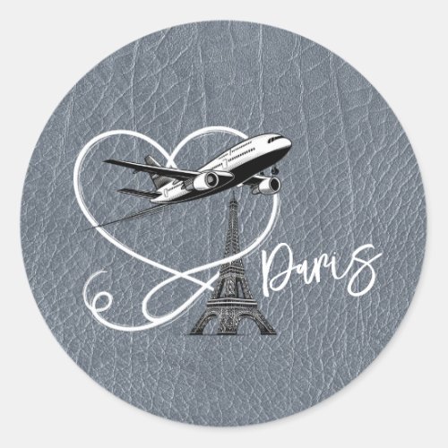 Silver Paris Passport  Classic Round Sticker