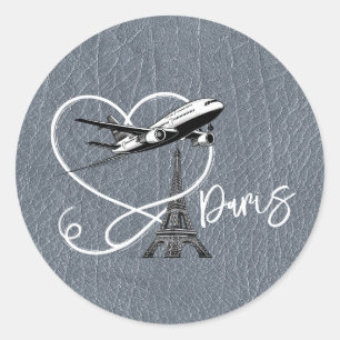 Silver Paris Passport Classic Round Sticker