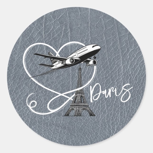Silver Paris Passport  Classic Round Sticker (Front)