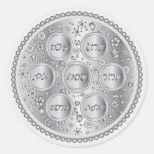 Silver Passover Seder Plate Stickers