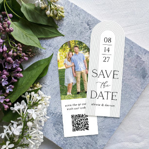 Silver Pastel Arch Classic Save the Date Bookmark
