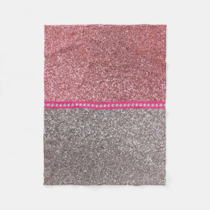 Silver pastel pink glitter fleece blanket