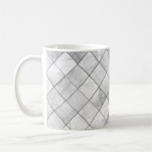 Silver Patchwork Look Quilt Pattern Coffee Mug