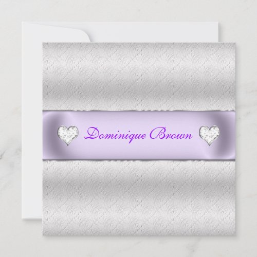 Silver Patterned Princess Invite