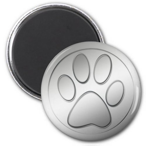 SILVER PAW PRINT MAGNET