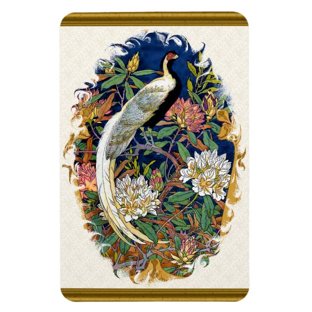 Silver Peacock Magnet (Vertical)
