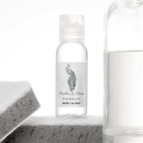 Silver Peacock Personalized Hand Sanitizer