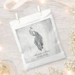 Silver Peacock Wedding Favor Bag<br><div class="desc">Pass out wedding favors for your guests with a set of Silver Peacock Wedding Favor Bag.  Bag design features an elegant peacock against delicate foliage and grunge background.   Personalize with the groom and bride's names along with the wedding date. Additional wedding stationery available with this design as well.</div>