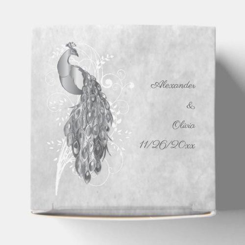 Silver Peacock Wedding Favor Box