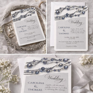 Silver Pearl Elegant Classic Wedding Invitation