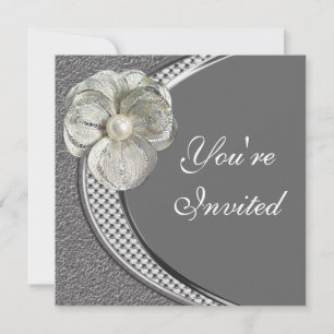 Silver Pearl Flower Party Invitation