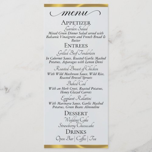 Silver Pearl/Gold - Monogram & Thank You Menu