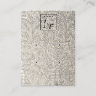 Silver Pearl Leather Texture 2 Earring Display Business Card