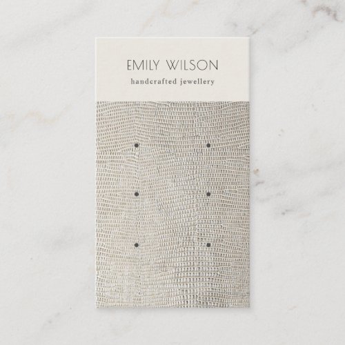 Silver Pearl Leather Texture 3 Earring Display Business Card