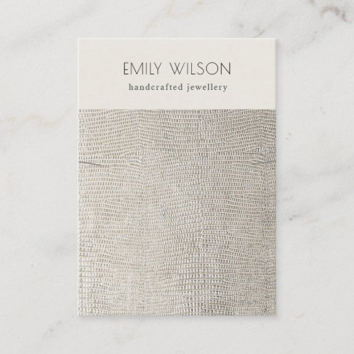 Silver Pearl Leather Texture Band Necklace Display Business Card