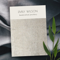 Silver Pearl Leather Texture Band Necklace Display Business Card at Zazzle