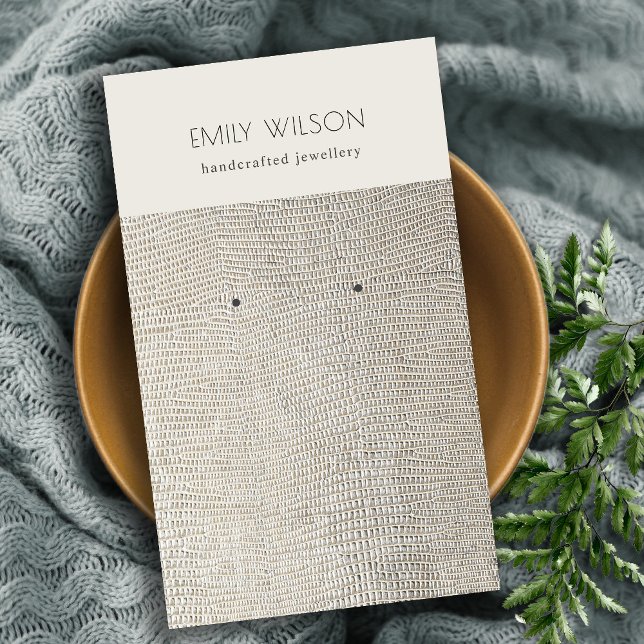 Silver Pearl Leather Texture Earring Display Business Card (Creator Uploaded)