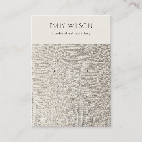 Silver Pearl Leather Texture Earring Display Business Card