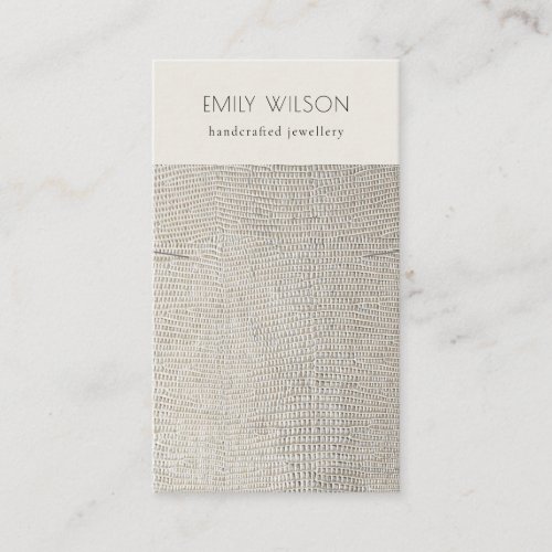Silver Pearl Leather Texture Necklace Display Business Card