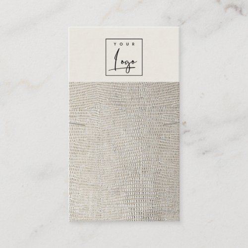 Silver Pearl Leather Texture Necklace Logo Display Business Card