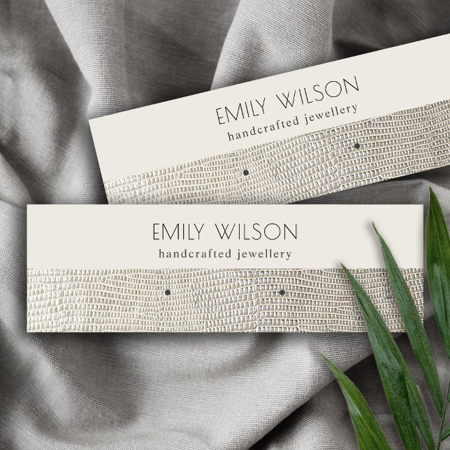 Silver Pearl Leather Texture Stud Earring Display Mini Business Card (Creator Uploaded)