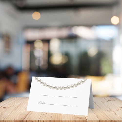 Silver Pearl Necklace Wedding Place Card