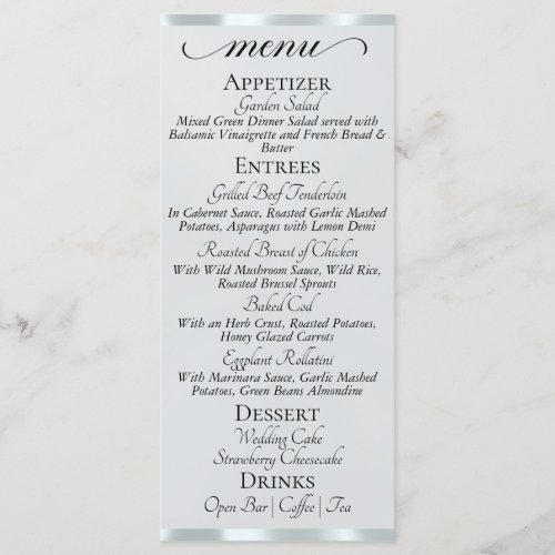 Silver Pearl/Silver - Monogram & Thank You Menu