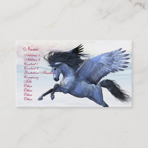 Customizable SILVER PEGASUS BUSINESS CARD