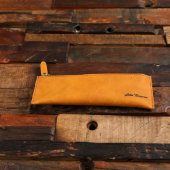 Silver Pen with Stylish Zip Leather Pencil Case (Front)