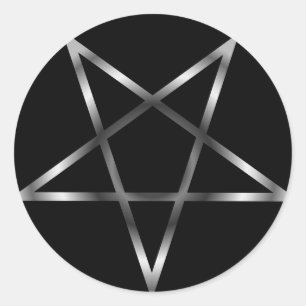 Silver pentacle classic round sticker