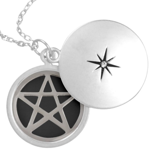 Silver Pentacle Locket Necklace (Front)