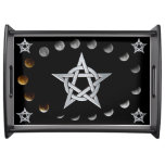 Silver Pentacle Moon Phases Pagan Wiccan Altar Serving Tray at Zazzle