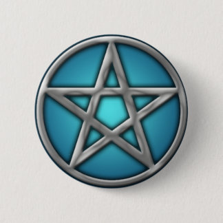 Silver Pentacle on Water Pinback Button