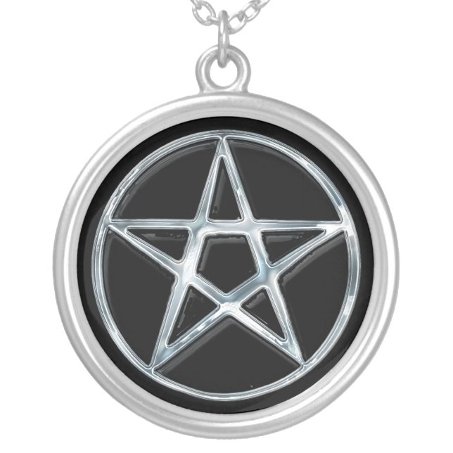 Silver Pentacle Pagan Symbol Pendant (Front)