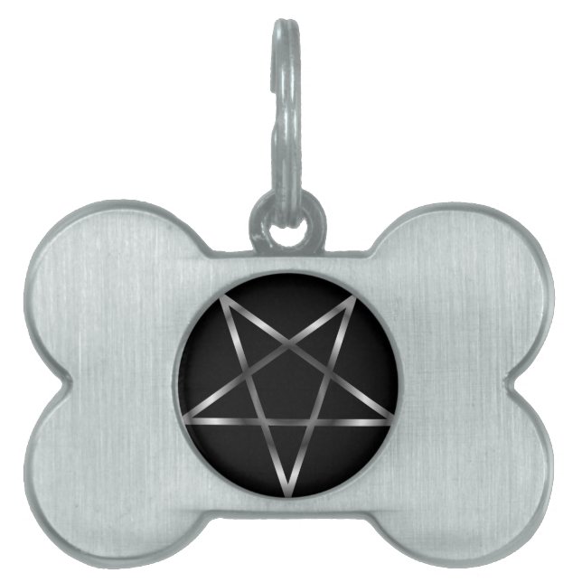 Silver pentacle pet ID tag (Front)