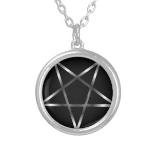 Silver pentacle plated necklace