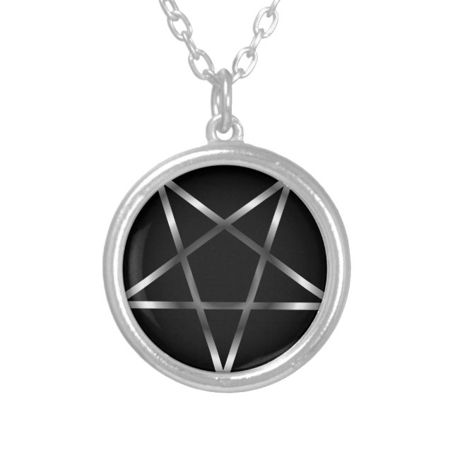 Silver pentacle plated necklace (Front)