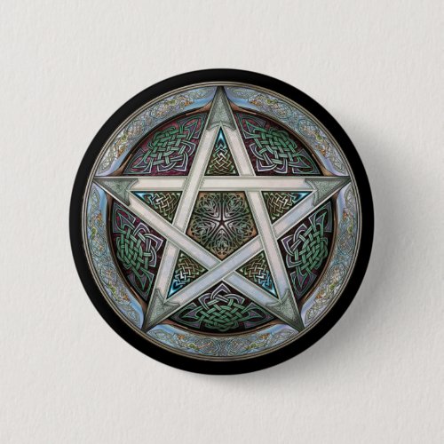 Silver Pentacle Round Button