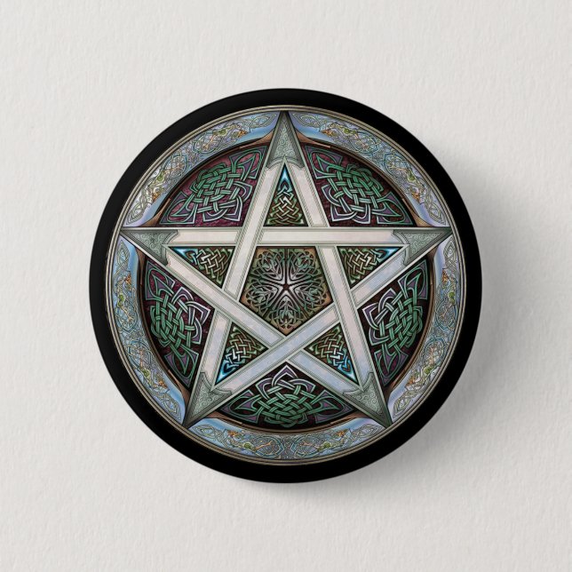 Silver Pentacle Round Button (Front)